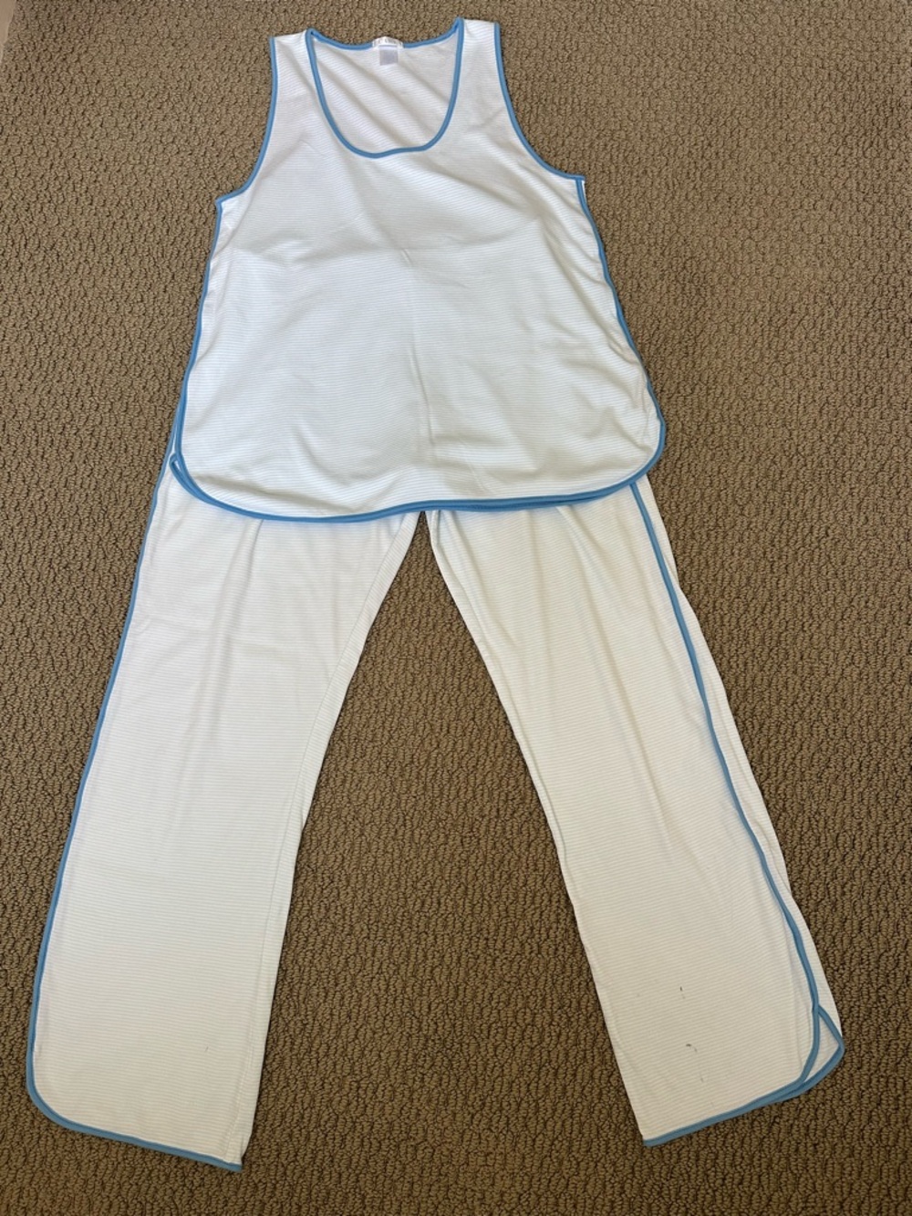 Lake Pajamas Pima Tank Long Set in Atlantic Sz Small